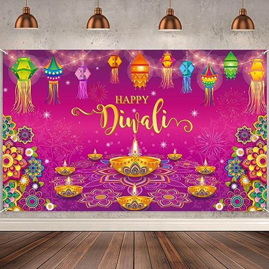 Lighting Decoration For Diwali - Декоративный баннер-фон для Дивали, украшение для