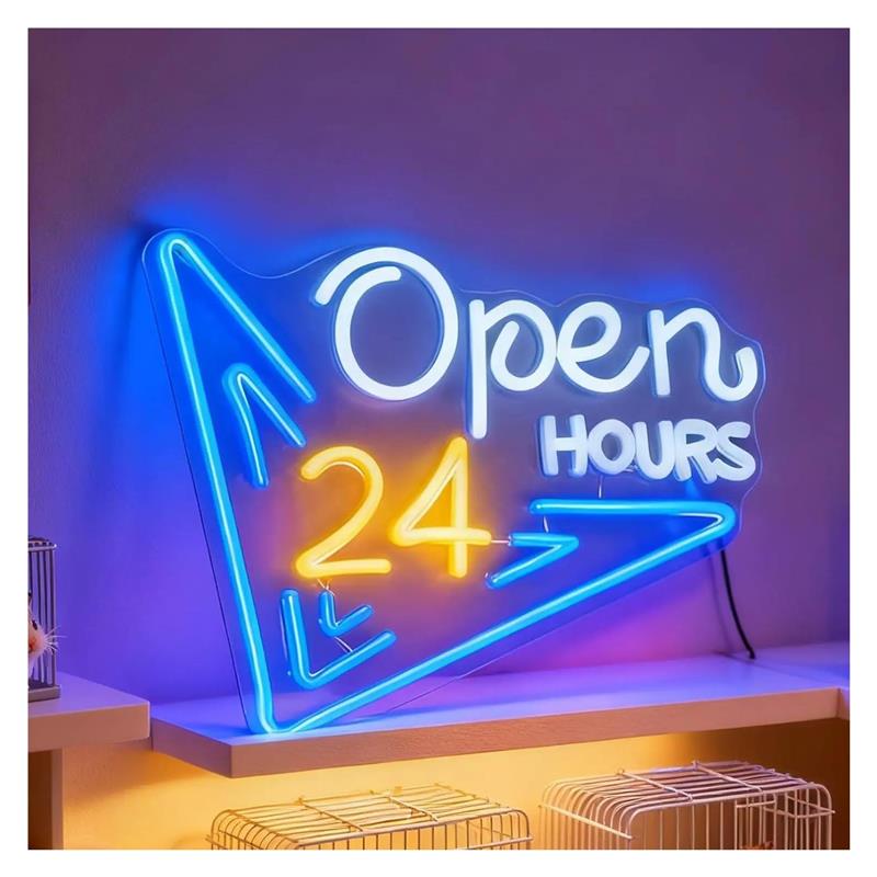 Decor Lighting Opening Hours - Неоновая вывеска «Открыто 24 часа» с