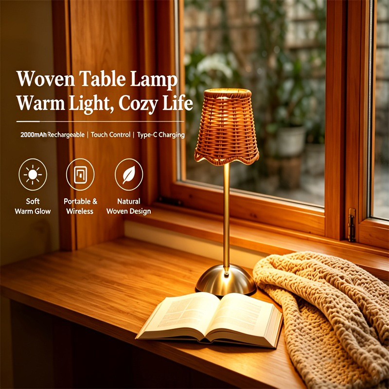 Lighting Decor Home - Богемная плетеная ротанговая настольная лампа с