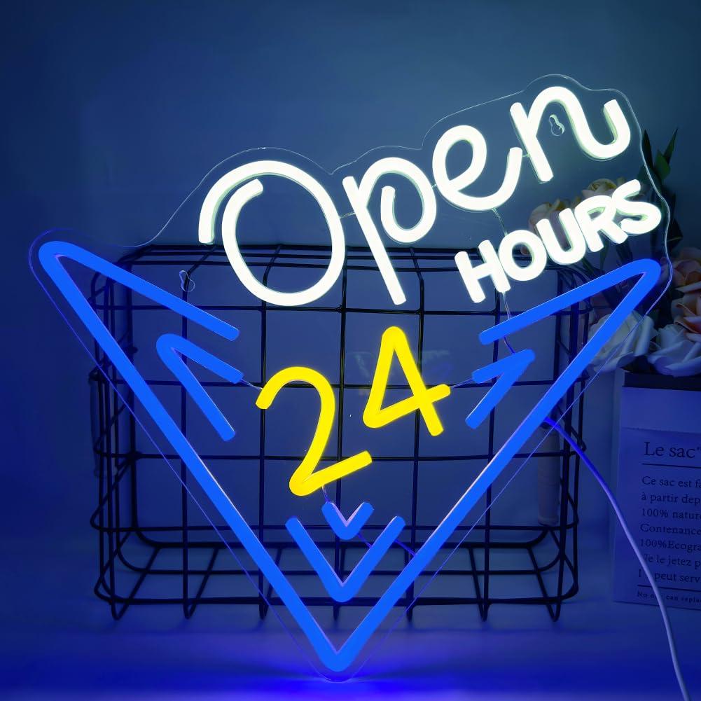 Decor Lighting Opening Hours - Неоновая вывеска «Открыто 24 часа» с