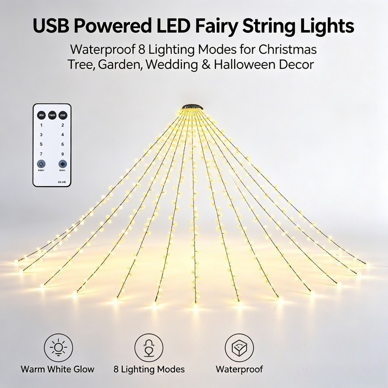 Lighting Tree Decor - Светодиодные гирлянды USB, водонепроницаемые, для украшения