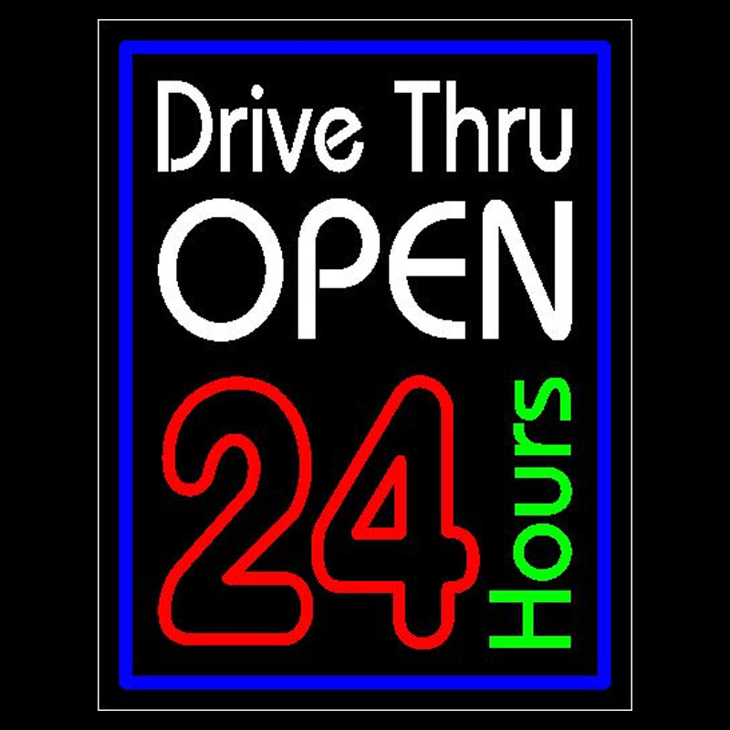 Decor Lighting Opening Hours - Неоновая вывеска Drive Thru Open 24-часовой