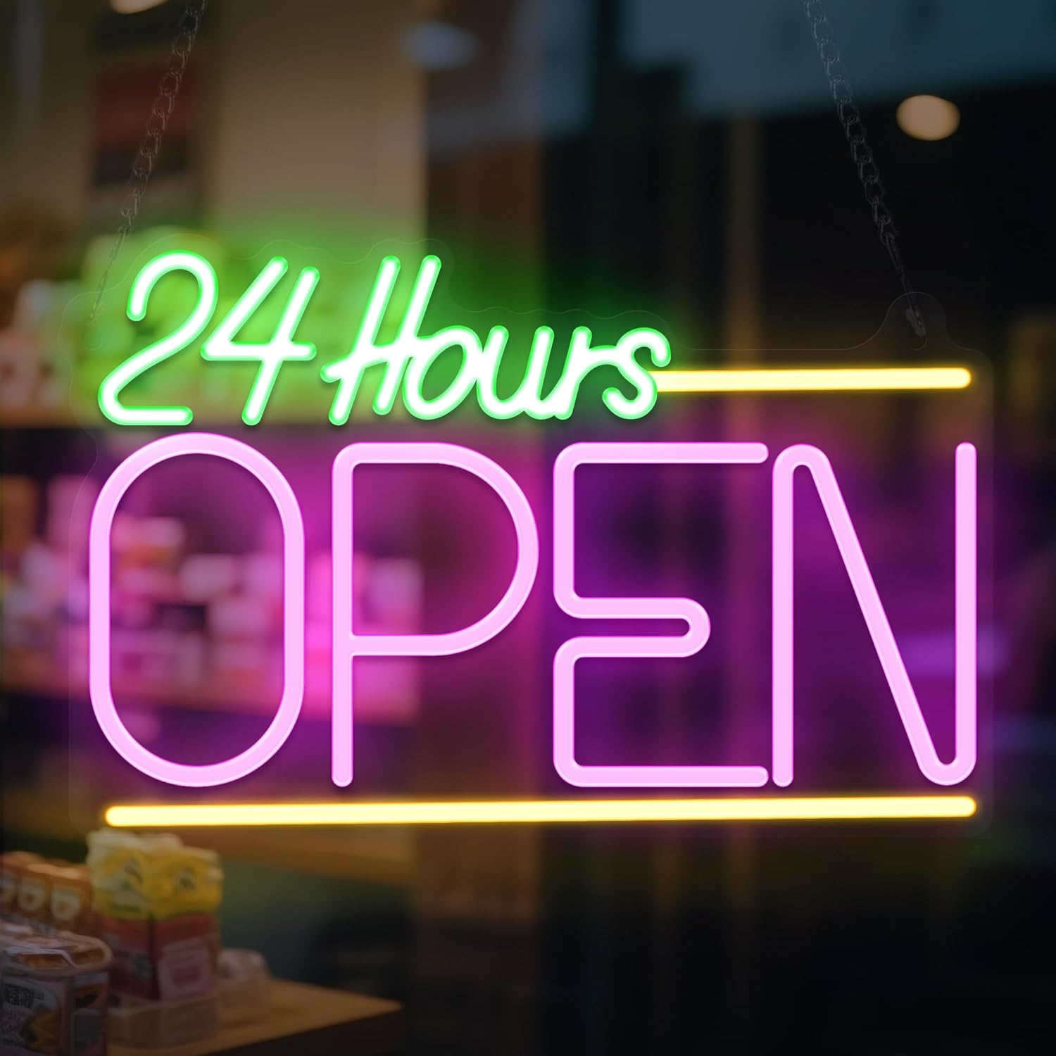 Decor Lighting Opening Hours - Неоновая вывеска «Открыто 24 часа» с