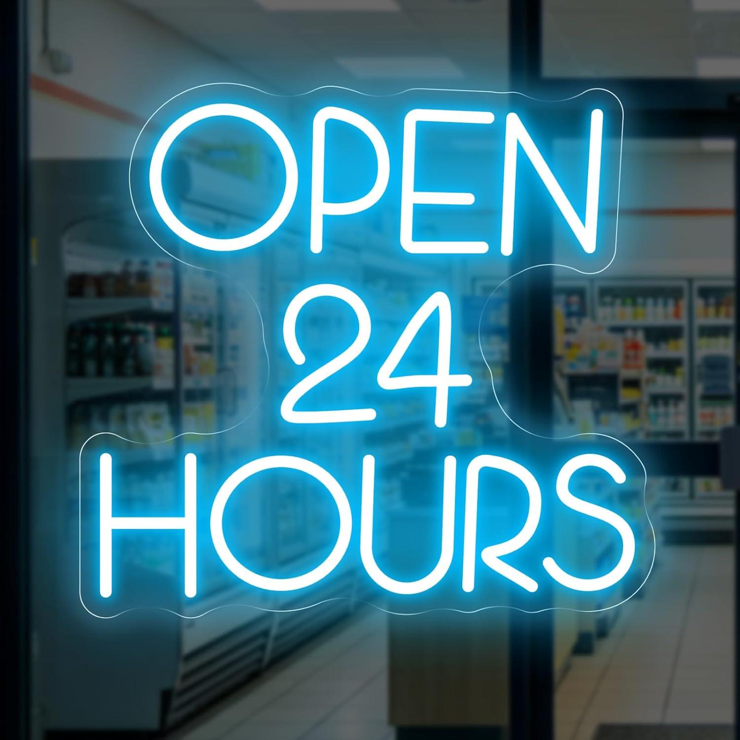 Decor Lighting Opening Hours - Неоновая вывеска «Открыто 24 часа» с