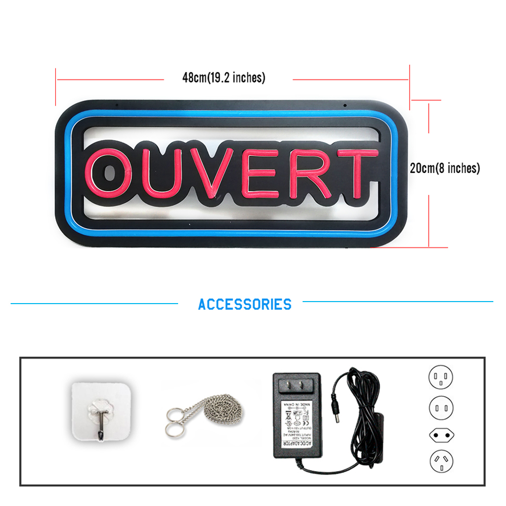 Неоновая вывеска 'OUVERT' 48x2 – обзор и цена Decor Lighting Opening Hours