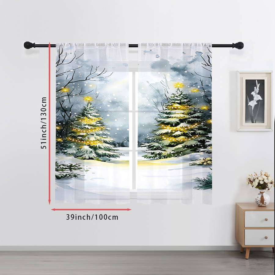 2 шт. прозрачных штор с акваре – обзор и цена Lighting Tree Decor