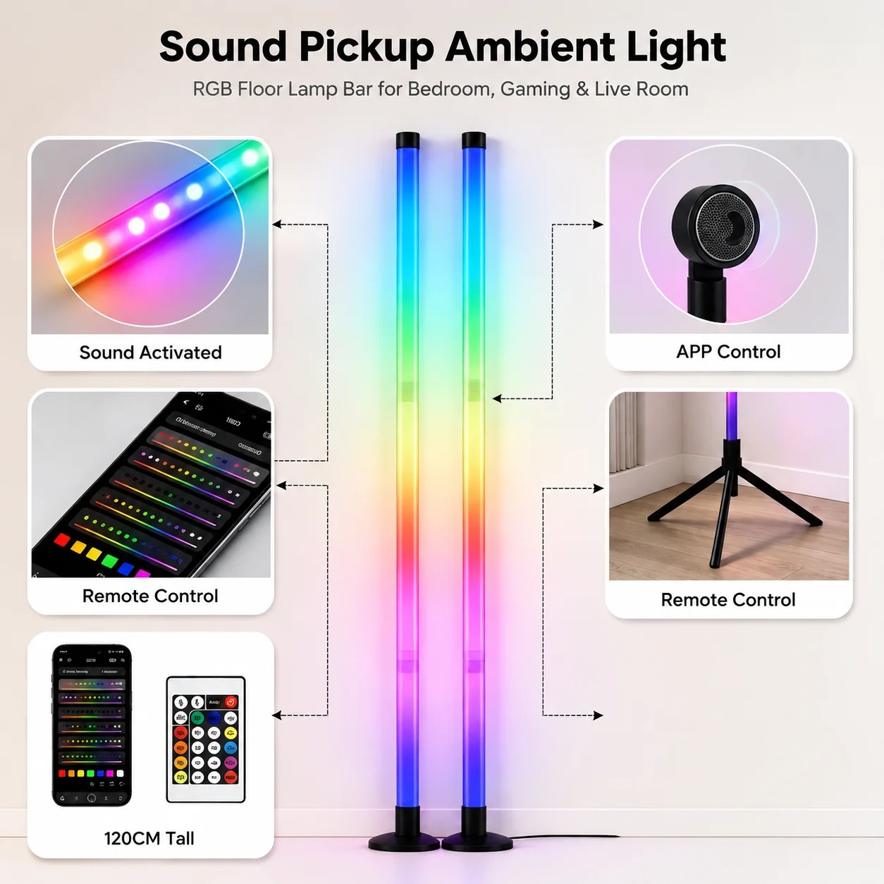 2 шт. 120-см RGB-светильники д – обзор и цена Lighting Decor Home
